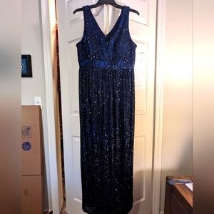 Blue sequin evening gown